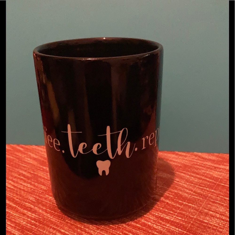 Black coffee mug.